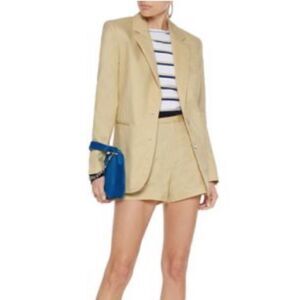 EQUIPMENT Audric  Blazer Sable Dor Yellow Cotton Minimalist Workwear Casual 6